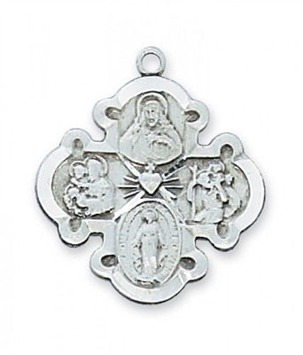 STERLING SILVER 4-WAY MEDAL 20" CHAIN & BOX