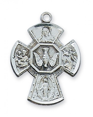 STERLING SILVER 4-WAY MEDAL 18" CHAIN & BOX