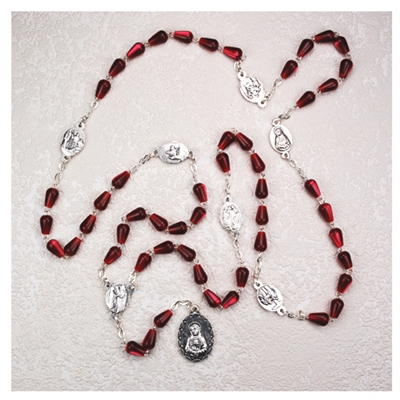 RED TEARDROP 7 SORROWS CHAPLET