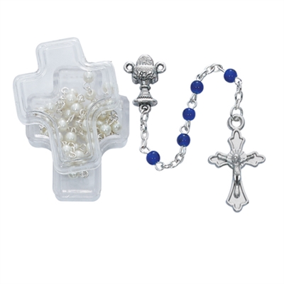 BLUE COMMUNION ROSARY, 4MM