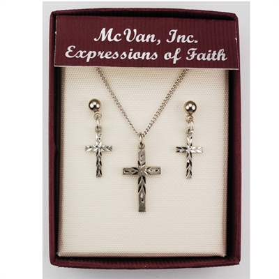 RF CROSS PEND & EARRING SET