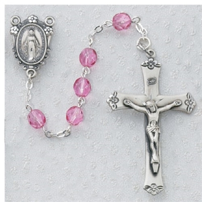 6MM PINK GLASS ROSARY