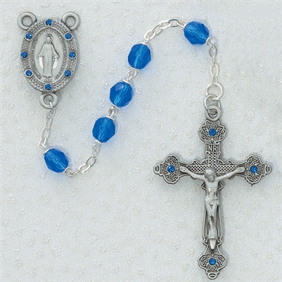 7MM BLUE ROSARY W/BLUE STONES