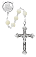 STERLING SILVER 8MM GENUINE MOTHER OF PEARL ROSARY