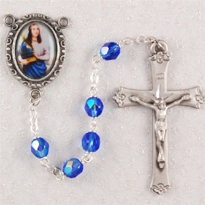 6MM BLUE ST. CECELIA ROSARY