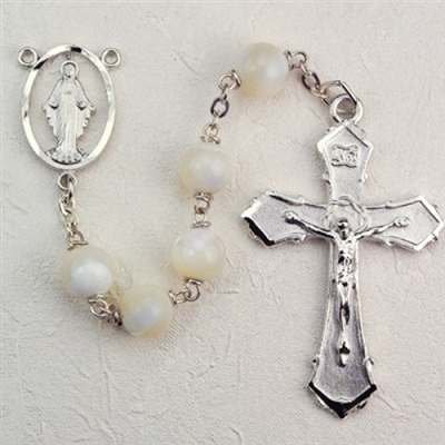 8MM MOTHER OF PEARL ROSARY