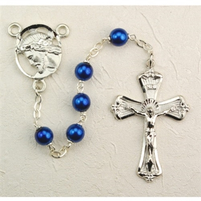 7MM BLUE METALLIC ROSARY