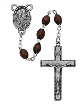 4X6MM BROWN WOOD ROSARY