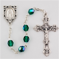 05 MAY ROSARY 6MM AURORA BOREALIS EMERALD