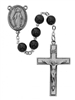 7MM STERLING SILVER BLACK WOOD ROSARY/BOXED