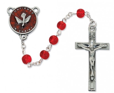 6MM RED GLASS H.S. ROSARY