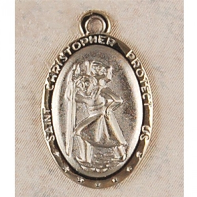 RHODIUM FINISHED ST CHRISTOPHER 24" CHAIN & BOX