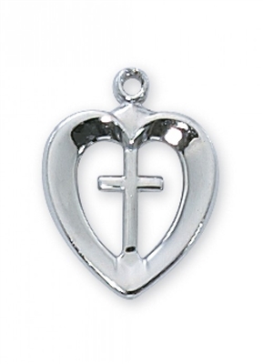 RF HEART CROSS 18"" CHAIN & BOX