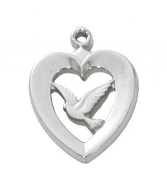 RF HEART W/DOVE 18"" CHAIN & BOX