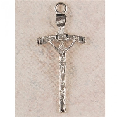 RHODIUM FINISHED PAPAL CRUCIFIX 24" CHAIN & BOX