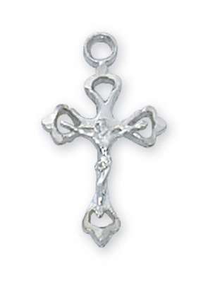 RHODIUM FINISHED CRUCIFIX 16" CHAIN & BOX