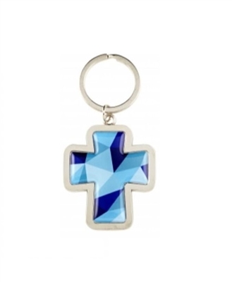Mosaic Cross Key Chain , Blue