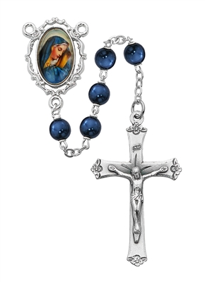 7MM BLUE PEARL OUR LADY OF SORROWS ROSARY