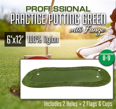 Professional Synthetic Nylon Turf Practice Putting Green With Fringe  6 feet x 12 feet