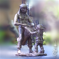 Statue of a Father and Son drumming together
