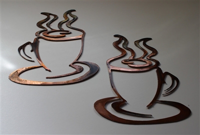 Coffee Cups Set of 2 Copper/Bronze plated