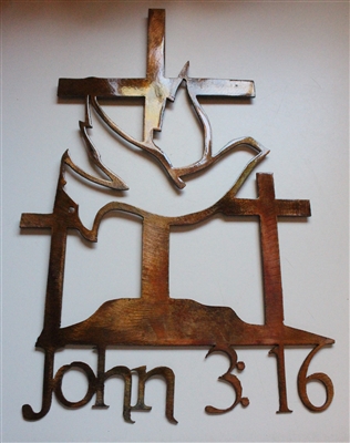 John 3:16 Cross METAL WALL ART DECOR
