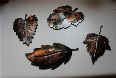 Leaf Assortment (4) Set 1 Metal Art Decor Copper/Bronze