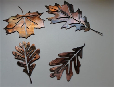 Leaf Assortment (4) Set 3 Metal Art Decor Copper/Bronze