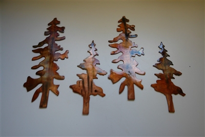 Set of 4 Trees Metal Wall Decor