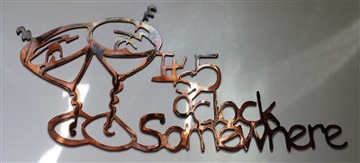 Its 5 O'clock Somewhere Martini Glasses Metal Wall Art Copper/Bronze