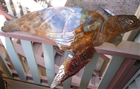 Aquatic Large Sea Turtle Metal Decor copper/bronze plated 34"