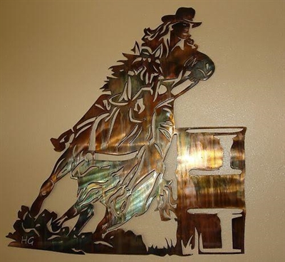 Barrel Racing Metal Wall Art