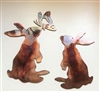 Playful Bunny Pair Metal Wall Art Accents