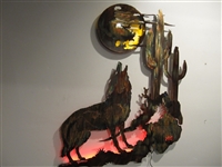 Coyote Howling at the Moon Metal Wall Art
