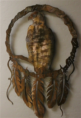 Sitting Eagle Dream Catcher Metal Art