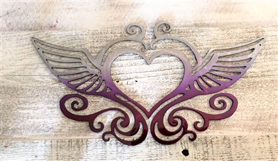 Heart with Wings Metal Wall Art