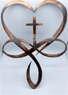 Infinity Heart Cross Metal Wall Art