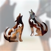 Howling Coyote Mirrored Pair Metal Wall Art Decor