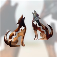 Howling Coyote Mirrored Pair Metal Wall Art Decor