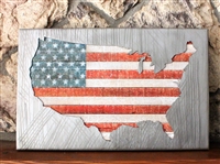 Patriotic Rustic Industrial USA Map Metal Art