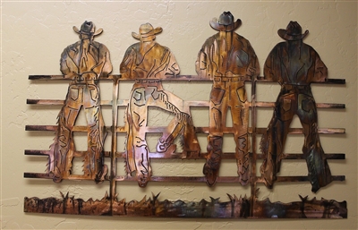 Kickin Back Cowboys Metal Wall Art Decor