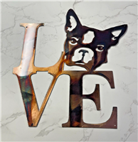 Love Boston Terrier Metal Wall Art