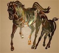 Mom & Me Running Horse Pair Metal Wall Art Decor