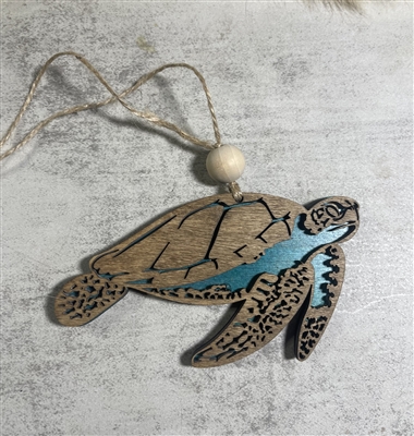 Swimming Sea Turtle Layered Ornament