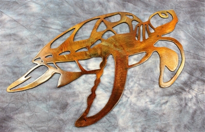 Swimming Sea Turtle Metal Decor copper/bronze