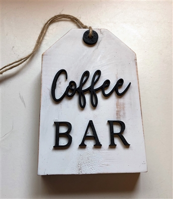 Coffee Bar Wooden Tag Tiered Tray Accent