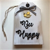 Bee Happy Wooden Tag Decor Tiered Tray or Shelf Accent