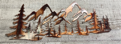 Tree & Mountain Metal Wall Art Scene