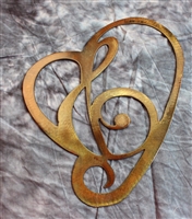 Musical Treble Clef in Heart Metal Wall Art