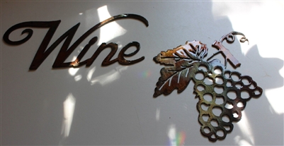 Metal Wall Art Decor small Grape Bushel & Wine Sign